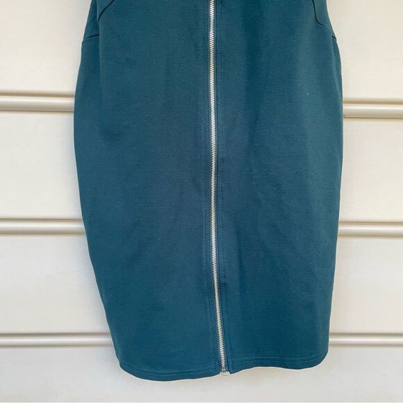 Haute Monde Green Bodycon Mini Dress with Front Zipper Size Large - Picture 3 of 9